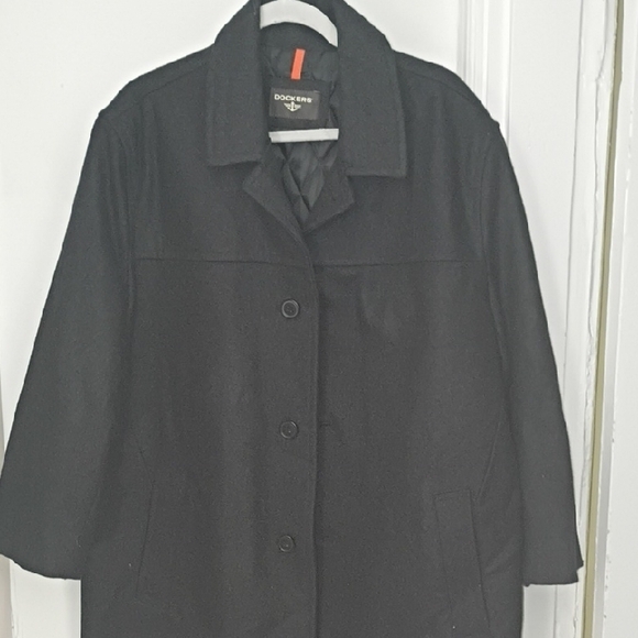 Dockers Black Wool Pea Coat with Button Front - Picture 3 of 5
